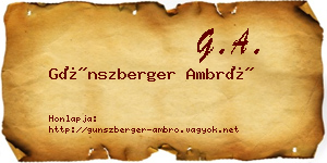 Günszberger Ambró névjegykártya
